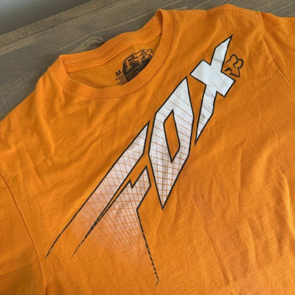 Fox Racing Mens Medium Orange Logo Short Sleeve Crewneck T-Shirt Tee Top